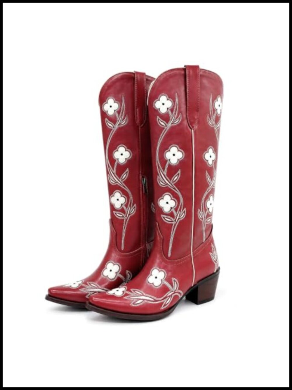 Women's Knee High Cowboy Boots Embroidered Chunky Heel Western